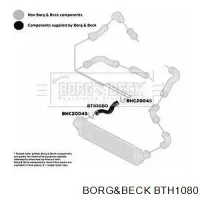 Шланг (патрубок) интеркуллера верхний левый BTH1080 Borg&beck