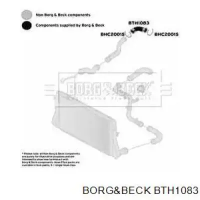 Шланг (патрубок) интеркуллера верхний правый BTH1083 Borg&beck