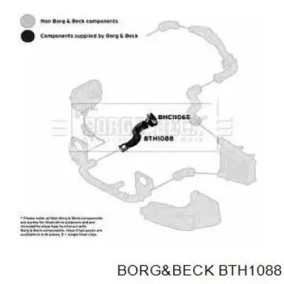 Шланг (патрубок) интеркуллера нижний правый Borg&beck BTH1088