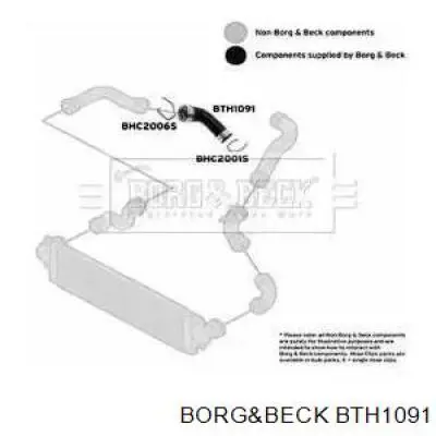 Патрубок воздушный, выход из турбины/компрессора (наддув) BTH1091 Borg&beck