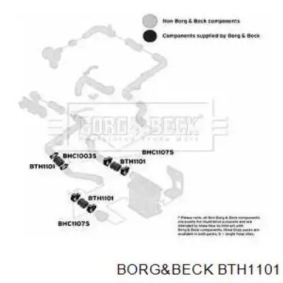 Патрубок воздушный, выход из турбины/компрессора (наддув) Borg&beck BTH1101
