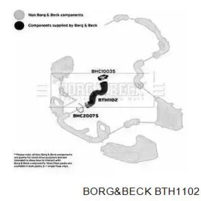 Шланг (патрубок) интеркуллера нижний правый Borg&beck BTH1102