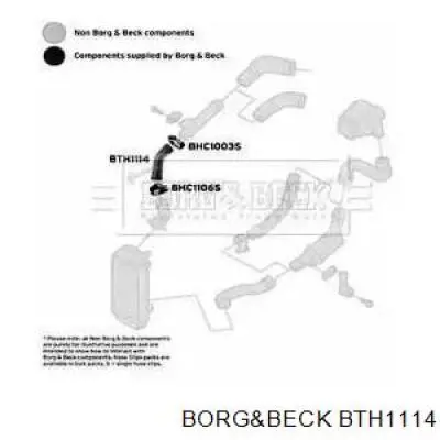 Шланг (патрубок) интеркуллера верхний Borg&beck BTH1114