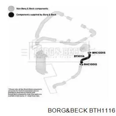 Шланг (патрубок) интеркуллера верхний левый Borg&beck BTH1116