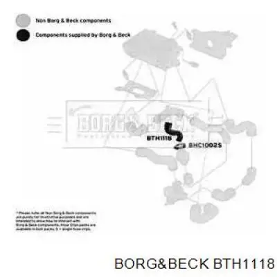 BTH1118 Borg&beck шланг (патрубок интеркуллера нижний левый)