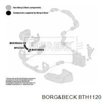 Шланг (патрубок) интеркуллера нижний Borg&beck BTH1120