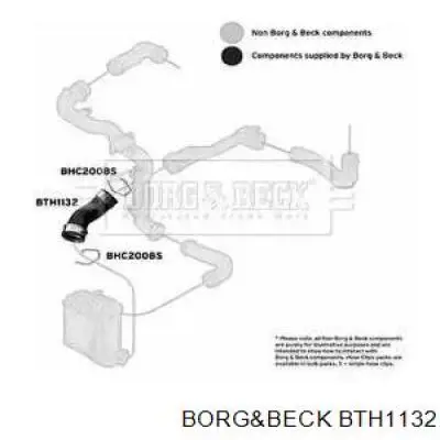 Шланг (патрубок) интеркуллера нижний Borg&beck BTH1132