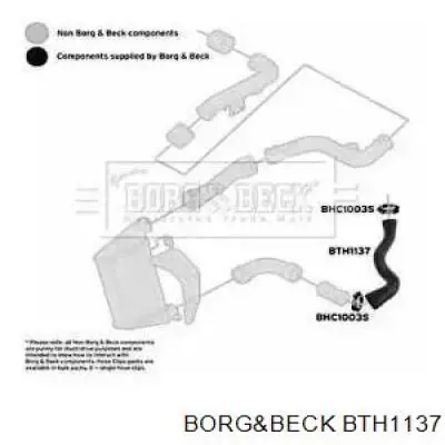 Шланг (патрубок) интеркуллера верхний Borg&beck BTH1137