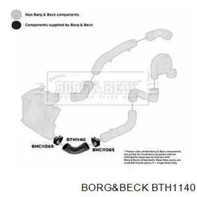 Шланг (патрубок) интеркуллера нижний левый Borg&beck BTH1140