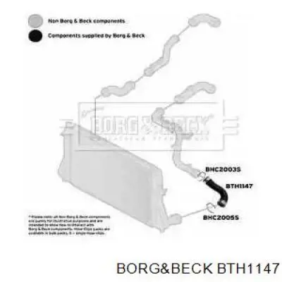 Шланг (патрубок) интеркуллера нижний левый BTH1147 Borg&beck