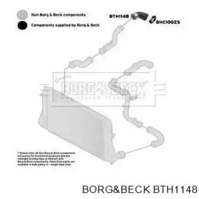 Шланг (патрубок) интеркуллера верхний правый BTH1148 Borg&beck