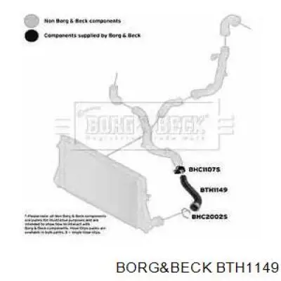 Шланг (патрубок) интеркуллера нижний левый Borg&beck BTH1149