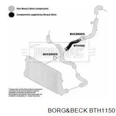 Шланг (патрубок) интеркуллера нижний правый Borg&beck BTH1150