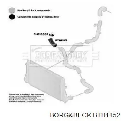Шланг (патрубок) интеркуллера верхний левый Borg&beck BTH1152