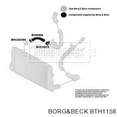 Шланг (патрубок) интеркуллера нижний правый Borg&beck BTH1158