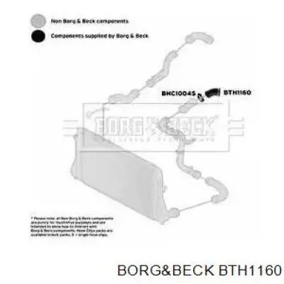 Шланг (патрубок) интеркуллера верхний левый Borg&beck BTH1160