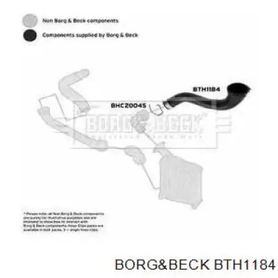 Шланг (патрубок) интеркуллера верхний левый Borg&beck BTH1184