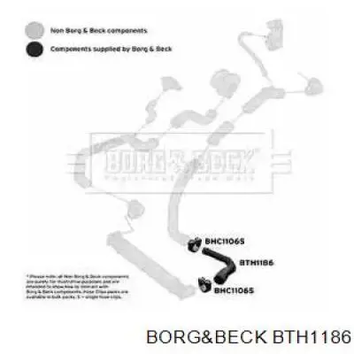 Шланг (патрубок) интеркуллера нижний левый Borg&beck BTH1186