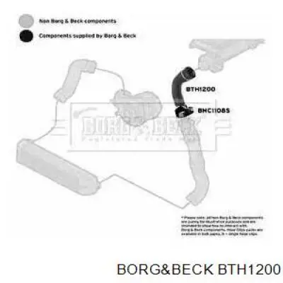 Шланг (патрубок) интеркуллера нижний левый BTH1200 Borg&beck