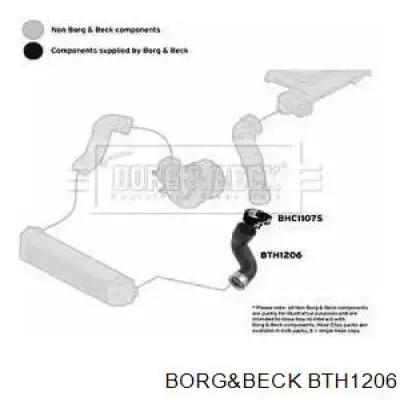 Шланг (патрубок) интеркуллера нижний левый Borg&beck BTH1206