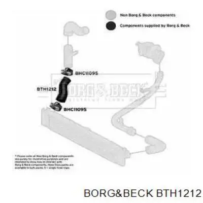 Шланг (патрубок) интеркуллера нижний правый Borg&beck BTH1212