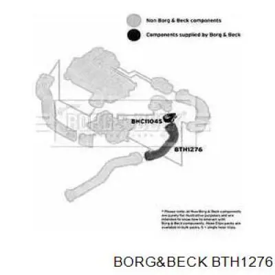 Патрубок воздушный, выход из турбины/компрессора (наддув) BTH1276 Borg&beck