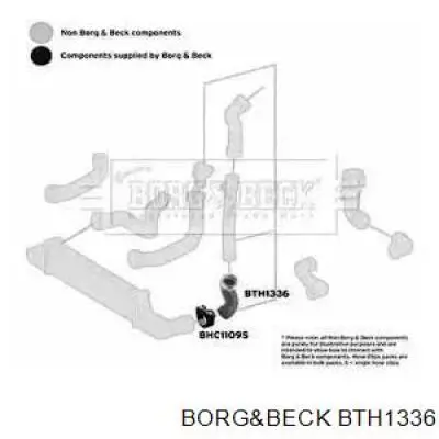 Шланг (патрубок) интеркуллера левый Borg&beck BTH1336