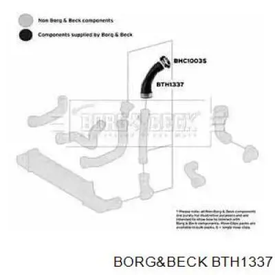 Шланг (патрубок) интеркуллера верхний левый Borg&beck BTH1337