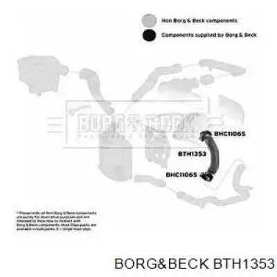 Патрубок воздушный, выход из турбины/компрессора (наддув) Borg&beck BTH1353