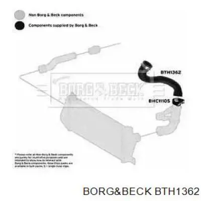 Шланг (патрубок) интеркуллера верхний левый BTH1362 Borg&beck