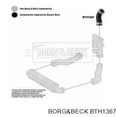 Шланг (патрубок) интеркуллера верхний левый BTH1367 Borg&beck