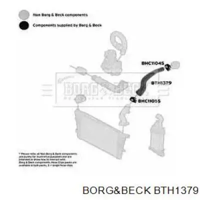 Шланг (патрубок) интеркуллера верхний левый Borg&beck BTH1379