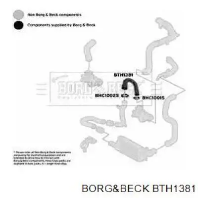 Шланг (патрубок) интеркуллера верхний правый BTH1381 Borg&beck