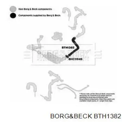 Шланг (патрубок) интеркуллера нижний левый Borg&beck BTH1382