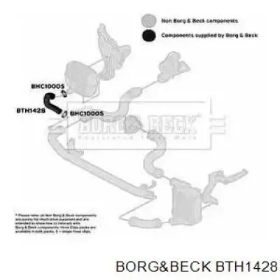 Шланг (патрубок) интеркуллера нижний правый Borg&beck BTH1428
