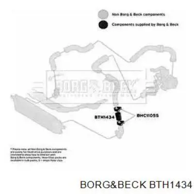 Шланг (патрубок) интеркуллера нижний левый Borg&beck BTH1434
