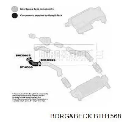 Шланг (патрубок) интеркуллера верхний правый BTH1568 Borg&beck