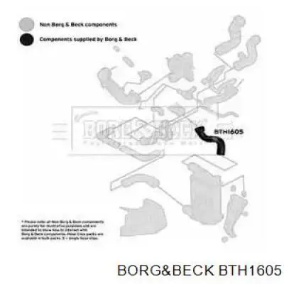 BTH1605 Borg&beck mangueira (cano derivado superior de intercooler)