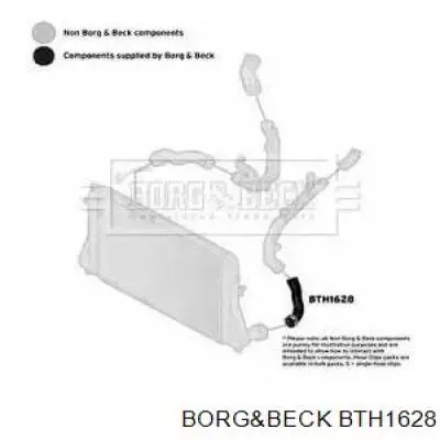 Шланг (патрубок) интеркуллера нижний левый BTH1628 Borg&beck