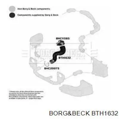 Шланг (патрубок) интеркуллера нижний BTH1632 Borg&beck