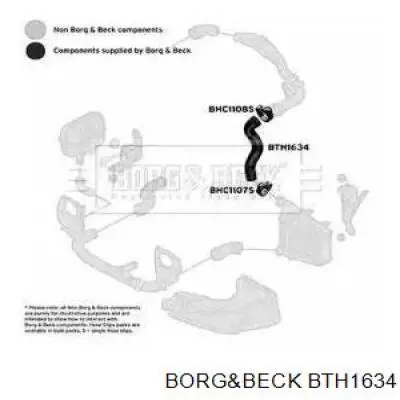 Шланг (патрубок) интеркуллера нижний левый BTH1634 Borg&beck