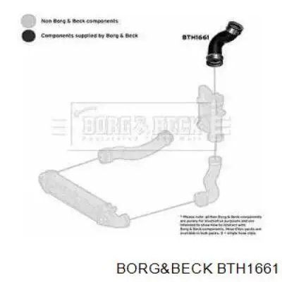 Шланг (патрубок) интеркуллера верхний левый BTH1661 Borg&beck