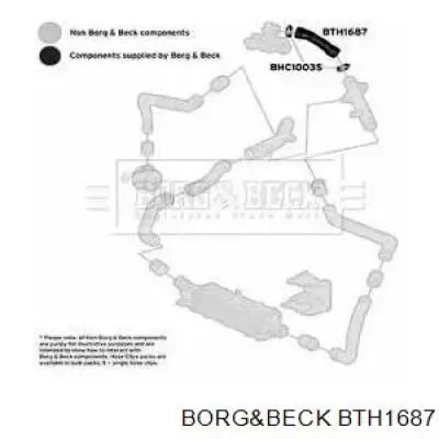 Шланг (патрубок) интеркуллера верхний левый Borg&beck BTH1687