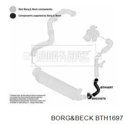 Шланг (патрубок) интеркуллера нижний левый BTH1697 Borg&beck