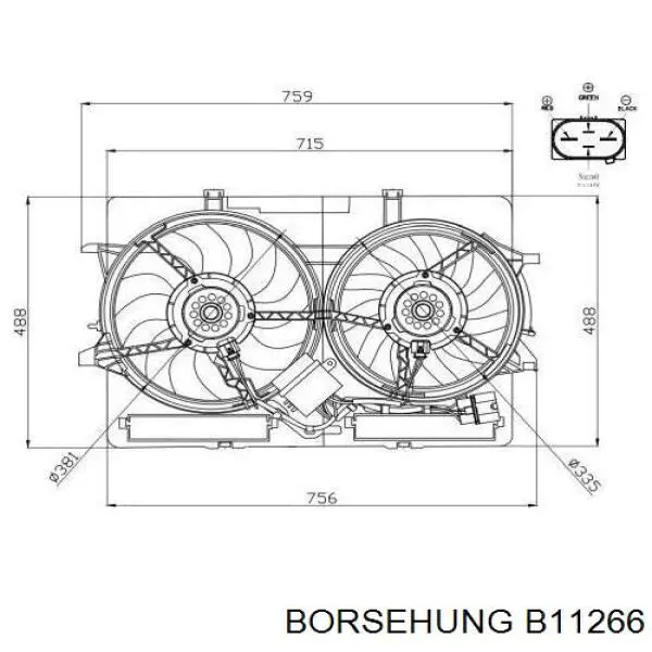 Электровентилятор охлаждения в сборе (мотор+крыльчатка) левый Borsehung B11266 цена, от 169.75 USD