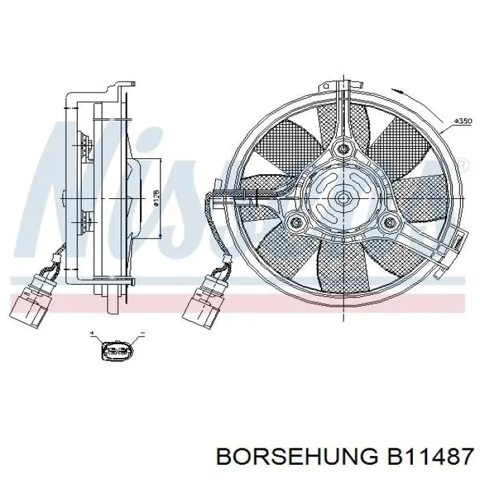 Ventilador (rodete +motor) refrigeración del motor con electromotor completo B11487 Borsehung