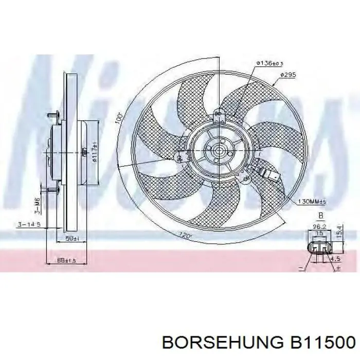 Ventilador (rodete +motor) refrigeración del motor con electromotor derecho B11500 Borsehung