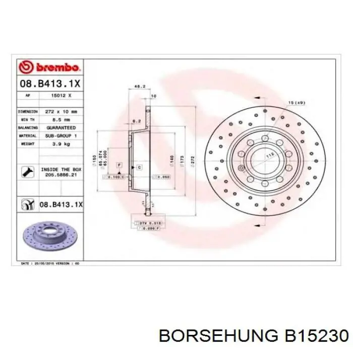 B15230 Borsehung Дисковый тормоз