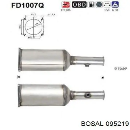 095-219 Bosal сажевый фильтр системы отработавших газов