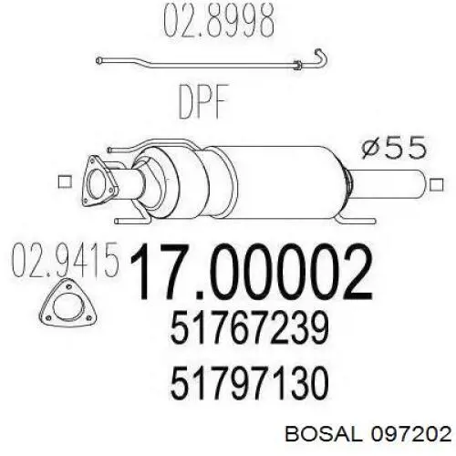 ДПФ фильтр Bosal 097202 цена, от 374.49 USD